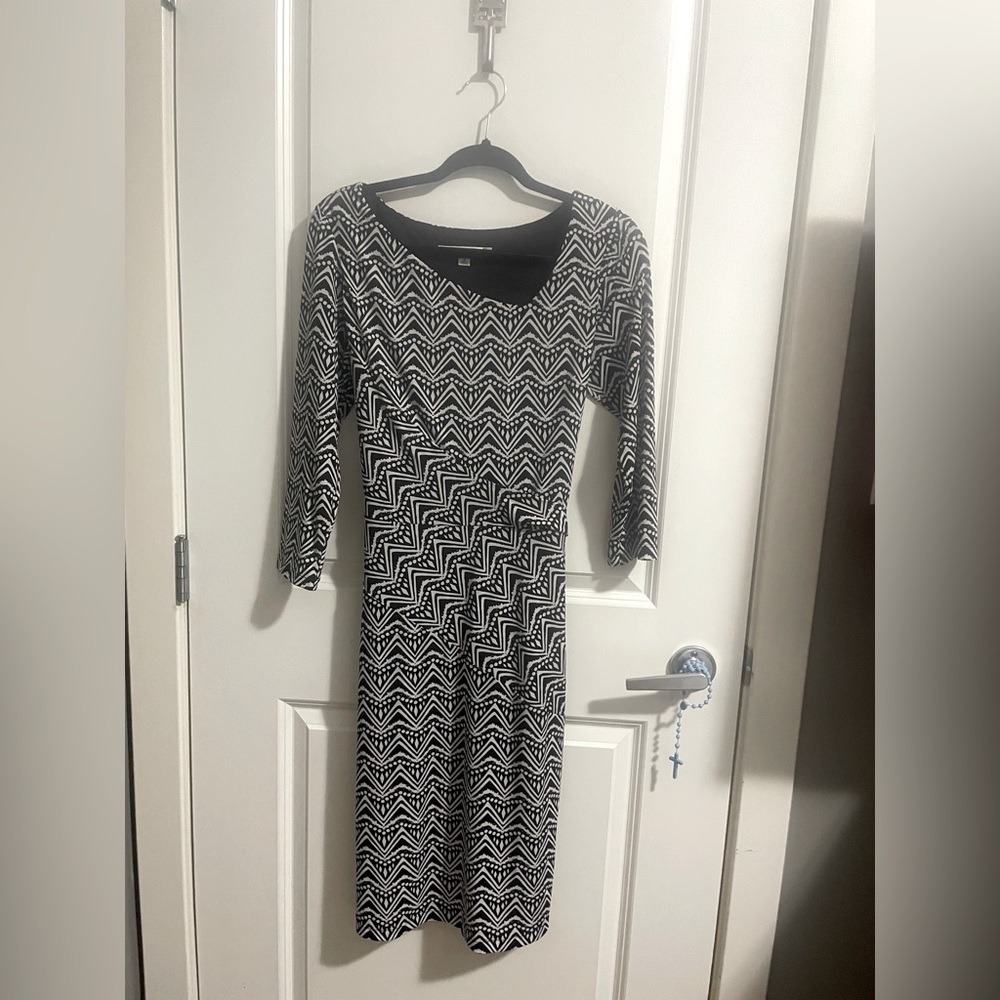 Black and White Patterned Women's Dress